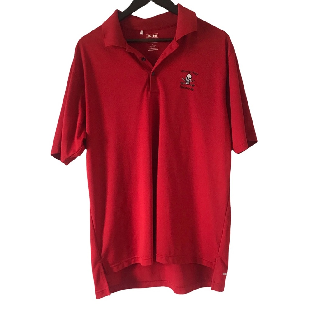 Adidas Climalite mens golf polo red with skull on chest. Size medium